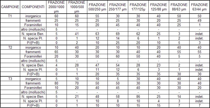 Foraminiferi: rapporto P/P+B